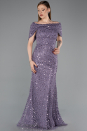 Abschlusskleid Lang Spitze Lila ABU6119