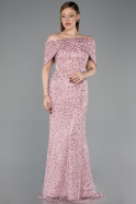 Abschlusskleid Lang Spitze Puder ABU6119