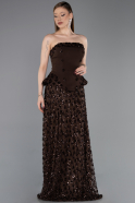 Abendkleid Lang Schuppig Braun ABU6124