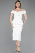 Abendkleid Midi Weiß ABK2615