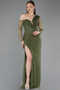 Khaki Standesamtkleid Spitze Lang ABU5618