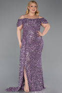 Lila Abendkleid İn Übergröße Lang ABU5232