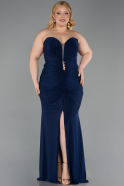 Abendkleid in Übergröße Lang Marineblau ABU6097