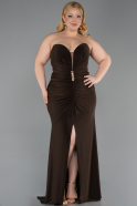 Abendkleid in Übergröße Lang Braun ABU6097