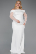 Kleider in Großen Größen Lang Weiß ABU6103