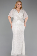 Abendkleid in Übergröße Lang Perlenbesetzt Beige ABU6129
