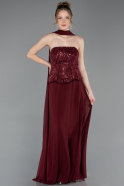 Abendkleid Lang Chiffon Weinrot ABU6150