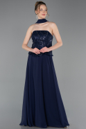 Abendkleid Lang Chiffon Marineblau ABU6150