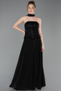 Abendkleid Lang Chiffon Schwarz ABU6150