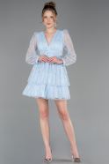 Partykleid Kurz Spitze Eisblau ABK2623