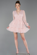 Partykleid Kurz Spitze Puder ABK2623