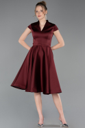 Partykleid Midi Satin Weinrot ABK2626
