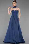 Abendkleid Lang Satin Marineblau ABU6156