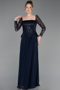 Abendkleid Lang Chiffon Marineblau ABU6157