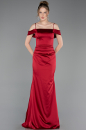 Abschlusskleid Lang Satin Weinrot ABU6158
