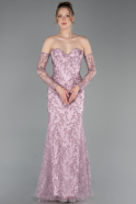 Abendkleid Lang Guipure Spitze Puder ABU6159