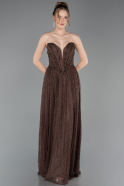 Abschlusskleid Lang Spitze Braun ABU6160