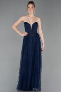 Abschlusskleid Lang Spitze Marineblau ABU6160