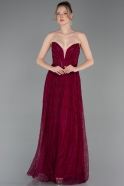 Abschlusskleid Lang Spitze Pflaume ABU6160