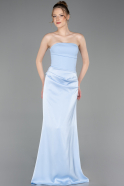 Abschlusskleid Lang Satin Eisblau ABU6096