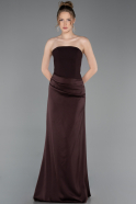 Abschlusskleid Lang Satin Dunkelbraun ABU6096