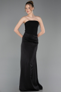 Abschlusskleid Lang Satin Schwarz ABU6096
