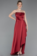 Abschlusskleid Lang Satin Weinrot ABU6130