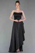 Abschlusskleid Lang Satin Schwarz ABU6130