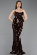 Abendkleid im Meerjungfrau-Stil Lang Braun ABU5721