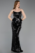 Abendkleid im Meerjungfrau-Stil Lang Schwarz ABU5721