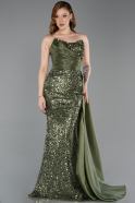 Abendkleid Lang Schuppig Khaki ABU6173