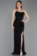 Abschlusskleid Lang Spitze Schwarz ABU6172