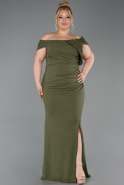 Khaki Abendkleid İn Übergröße Lang ABU5714