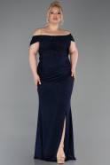 Abendkleid in Übergröße Lang Marineblau ABU5714