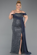Abendkleid in Übergröße Lang Schuppig Anthrazit ABU6134