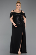 Abendgarderobe in Großen Größen Lang Chiffon Schwarz ABU6184