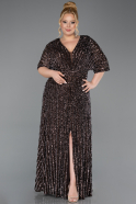 Braun Abendkleid İn Übergröße Schuppig Lang ABU5846
