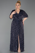 Marineblau Abendkleid İn Übergröße Schuppig Lang ABU5846