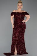 Abendkleid in Übergröße Lang Weinrot ABU5232