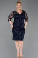 Abendkleid in Übergröße Midi Schuppig Marineblau ABK2630