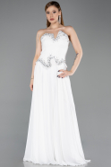 Abendkleid Lang Chiffon Weiß ABU6188