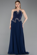Abendkleid Lang Chiffon Marineblau ABU6188