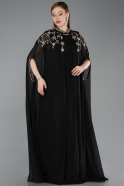 Abendkleid in Übergröße Lang Chiffon Schwarz ABU6175