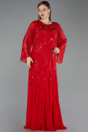 Abendkleid in Übergröße Lang Chiffon Rot ABU6176