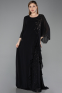 Abendkleid in Übergröße Lang Chiffon Schwarz ABU6177