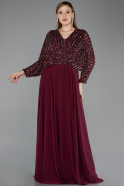 Weinrot Kleider İn Großen Größen Chiffon Lang ABU5859