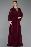 Abendkleid in Übergröße Lang Chiffon Kirschrot ABU6178
