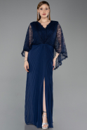 Abendkleid in Übergröße Lang Chiffon Marineblau ABU6181
