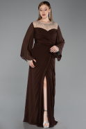Abendkleid in Übergröße Lang Chiffon Braun ABU6182