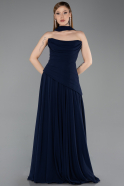 Marineblau Abschlusskleid Chiffon Lang ABU5763